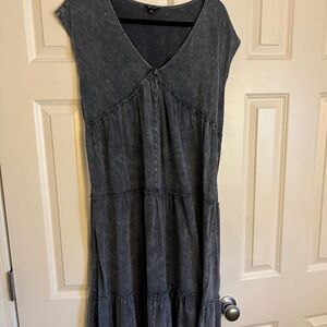 Versona Gray Tiered Ruffled Maxi Sundress